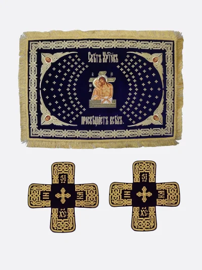 Voiles de calice « Lumière du Christ » — velours noir, fil doré
