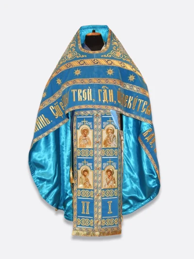 Phélonion brodé « Dormition » — velours bleu, fil doré